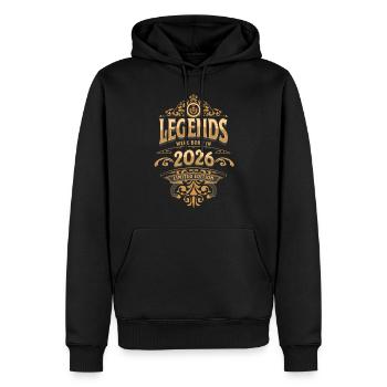 2026 Légende Anniversaire 2026 Année de naissance - Sweat à capuche Premium bio Homme - noir - Devant - Nico (187cm)