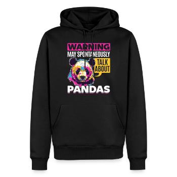Avertissement drôle d’animal panda peut spontanément - Sweat à capuche Premium bio Homme - noir - Devant - Nico (187cm)
