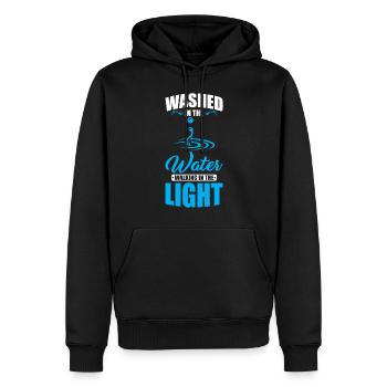 Gewaschen Im Wasser Wandelnd Im Licht - Männer Premium Bio Hoodie - Schwarz - Vorne - Nico (187cm)