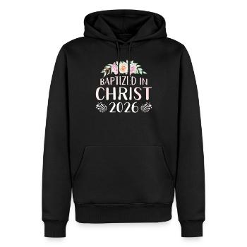 Getauft In Christus 2026 Mit Blumen - Männer Premium Bio Hoodie - Schwarz - Vorne - Nico (187cm)