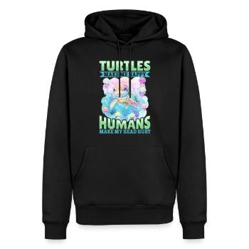 Drôle de tortue de mer Les tortues animales me rendent heureux - Sweat à capuche Premium bio Homme - noir - Devant - Nico (187cm)