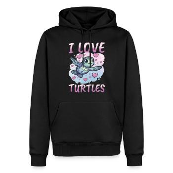 Funny Sea Turtle Animal I Love Turtles - Männer Premium Bio Hoodie - Schwarz - Vorne - Nico (187cm)
