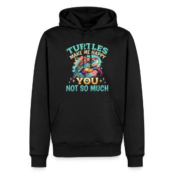 Drôle de tortue de mer Les tortues animales me rendent heureux - Sweat à capuche Premium bio Homme - noir - Devant - Nico (187cm)