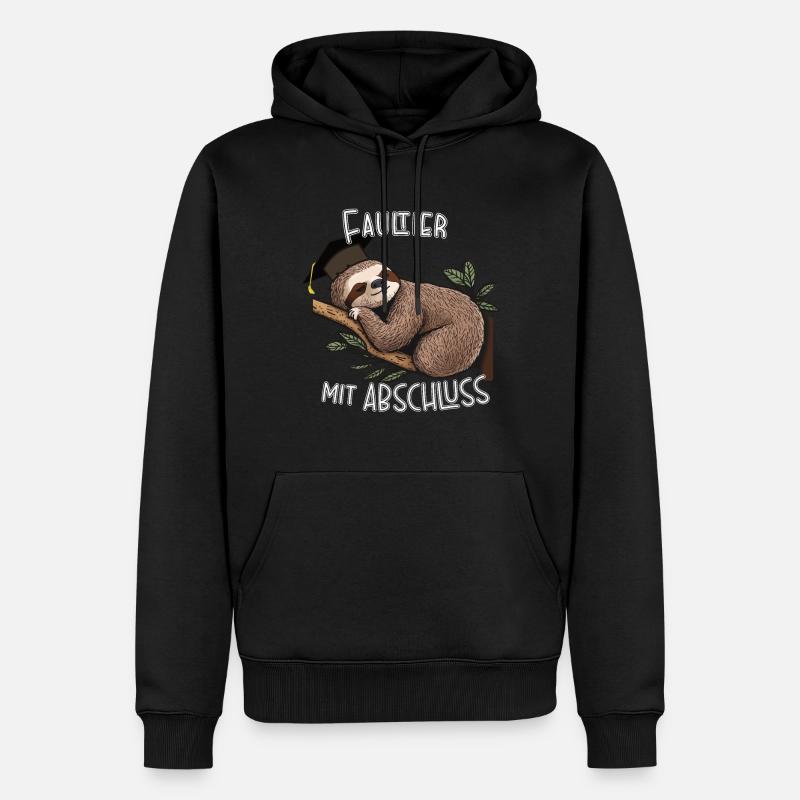 Faultier mit Abschluss - Männer Premium Bio Hoodie - Schwarz