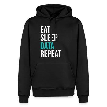 Mangez des données sur le sommeil Répéter les statistiques Amateurs - Sweat à capuche Premium bio Homme - noir - Devant - Nico (187cm)