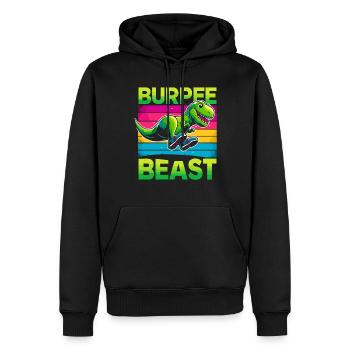 Dino Strong! T-rex Dinosaur Fitness Weightlifting - Männer Premium Bio Hoodie - Schwarz - Vorne - Nico (187cm)