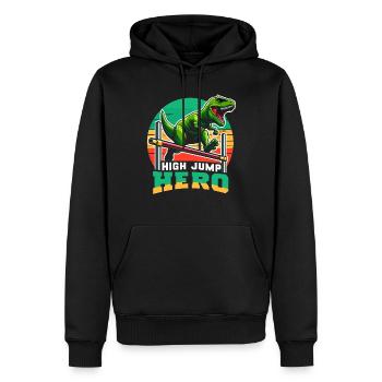 Espace des dinosaures astronautes de Rex aux yeux d’escalier - Sweat à capuche Premium bio Homme - noir - Devant - Nico (187cm)