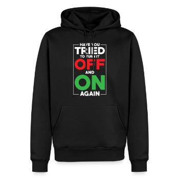 Avez-vous essayé de l’éteindre et de le rallumer - Sweat à capuche Premium bio Homme - noir - Devant - Nico (187cm)