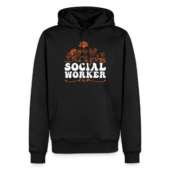 In My Social Worker Era Blumen Stilvolles Design - Männer Premium Bio Hoodie - Schwarz - Vorne - Nico (187cm)