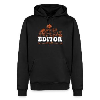 In My Editor Era Blumenmotiv - Männer Premium Bio Hoodie - Schwarz - Vorne - Nico (187cm)