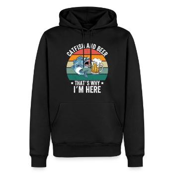 Catfish & Beer That's Why I'm Here - Männer Premium Bio Hoodie - Schwarz - Vorne - Nico (187cm)