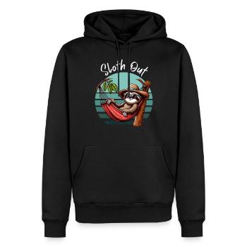 Sloth Hamac Time Out Vacances Plage Mer Fun - Sweat à capuche Premium bio Homme - noir - Devant - Nico (187cm)