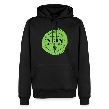 Nein - lustiger Spruch - sag nein - böser Humor - Männer Premium Bio Hoodie - Schwarz - Vorne - Nico (187cm)