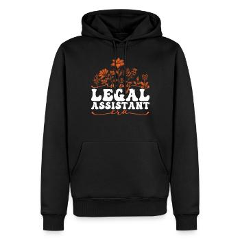 À l’époque de mon assistant juridique Design floral - Sweat à capuche Premium bio Homme - noir - Devant - Nico (187cm)