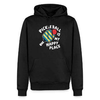 Pickleball Is My Happy Place - Männer Premium Bio Hoodie - Schwarz - Vorne - Nico (187cm)