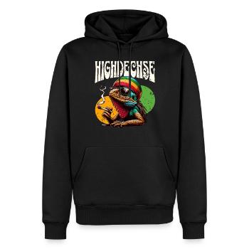 Lézards hauts lézards Iguane Reptiles - Sweat à capuche Premium bio Homme - noir - Devant - Nico (187cm)
