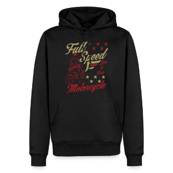 Motorrad Biker Full Speed Vintage - Männer Premium Bio Hoodie - Schwarz - Vorne - Nico (187cm)