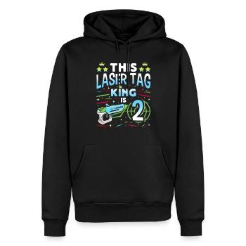 Lasertag King est un garçon d’anniversaire 2 Laser Tag intérieur - Sweat à capuche Premium bio Homme - noir - Devant - Nico (187cm)