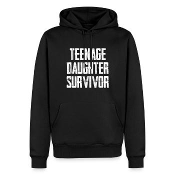 Adolescente Fille Survivante Drôle Dicton - Sweat à capuche Premium bio Homme - noir - Devant - Nico (187cm)