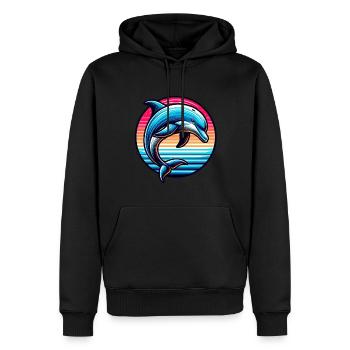 Delfin - Männer Premium Bio Hoodie - Schwarz - Vorne - Nico (187cm)