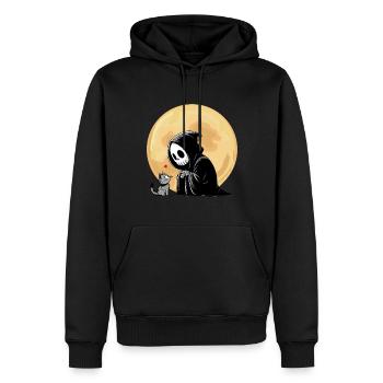 Halloween Skeleton Death Cat Full Moon Gothic Funny - Men’s Premium Organic Hoodie - black - Front - Nico (187cm)
