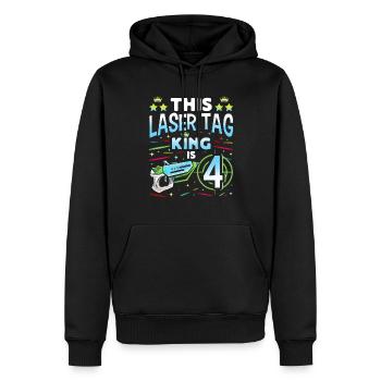 Lasertag King est un garçon d’anniversaire de 4 ans Laser Tag intérieur - Sweat à capuche Premium bio Homme - noir - Devant - Nico (187cm)