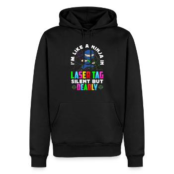 Laser Tag Ninja Silent But Deadly Lasertag Set - Männer Premium Bio Hoodie - Schwarz - Vorne - Nico (187cm)