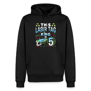 Lasertag King est un garçon de 5 ans Laser Tag en salle - Sweat à capuche Premium bio Homme - noir - Devant - Nico (187cm)