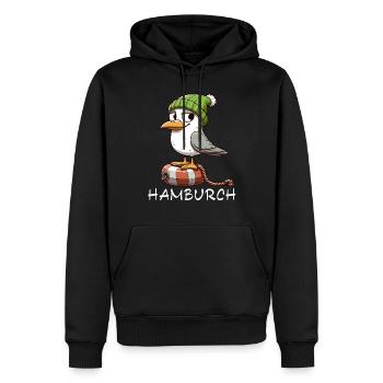 Hamburg Möwe Nordsee Hamburger Küste Meer Lustig - Männer Premium Bio Hoodie - Schwarz - Vorne - Nico (187cm)