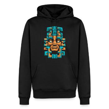 Dieu Maya Mythologie Maya Itzamna Masque Ancien - Sweat à capuche Premium bio Homme - noir - Devant - Nico (187cm)