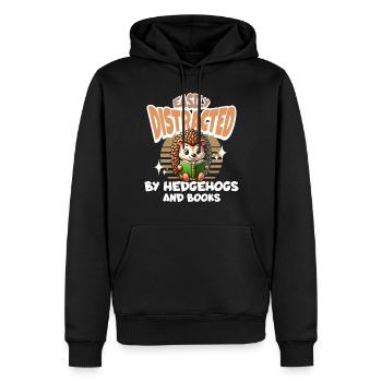 Livres de lecture de hérissons - Sweat à capuche Premium bio Homme - noir - Devant - Nico (187cm)