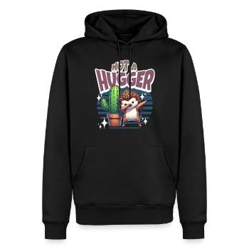 Not A Hugger Hedgehog Cactus - Men’s Premium Organic Hoodie - black - Front - Nico (187cm)