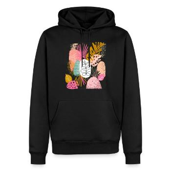 Bunte Tropische Blätter Abstrakte Kunst - Männer Premium Bio Hoodie - Schwarz - Vorne - Nico (187cm)