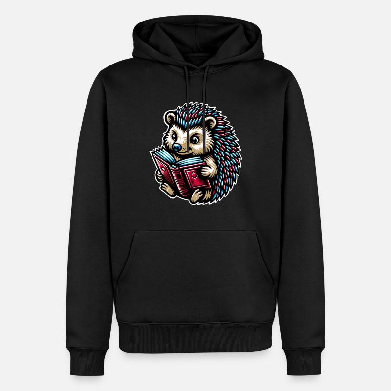 Livres de lecture de hérissons - Sweat à capuche Premium bio Homme - noir