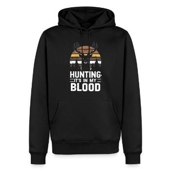 Vivez l’excitation de la chasse au cerf en forêt avec - Sweat à capuche Premium bio Homme - noir - Devant - Nico (187cm)