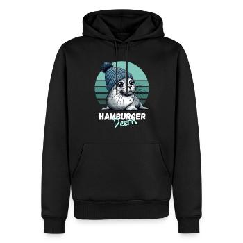 Hambourg Hamburg Deern Seal Seal Mignon - Sweat à capuche Premium bio Homme - noir - Devant - Nico (187cm)