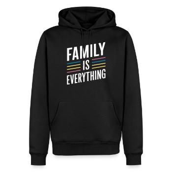 La famille est tout – colorée et importante - Sweat à capuche Premium bio Homme - noir - Devant - Nico (187cm)