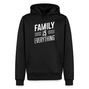 La famille est tout – colorée et importante - Sweat à capuche Premium bio Homme - noir - Devant - Nico (187cm)