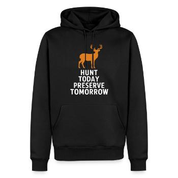Vivez l’excitation de la chasse au cerf en forêt avec - Sweat à capuche Premium bio Homme - noir - Devant - Nico (187cm)