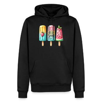 Hello Summer. Fröhliches Eis am Stiel Design, Eis, - Männer Premium Bio Hoodie - Schwarz - Vorne - Nico (187cm)