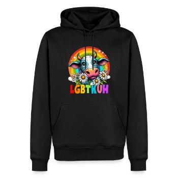 LGBTQ Kuh Regenbogen CSD Blume Lifestyle Lustig - Männer Premium Bio Hoodie - Schwarz - Vorne - Nico (187cm)