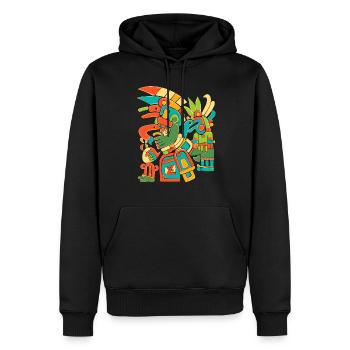 Dieu aztèque Mythologie ancienne Mictlantecuhtli - Sweat à capuche Premium bio Homme - noir - Devant - Nico (187cm)