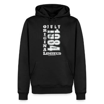 Anniversaire juillet 1984. Don juillet 1984. - Sweat à capuche Premium bio Homme - noir - Devant - Nico (187cm)