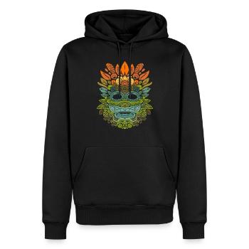 Dieu Maya Mythologie Maya Masque Itzamna - Sweat à capuche Premium bio Homme - noir - Devant - Nico (187cm)
