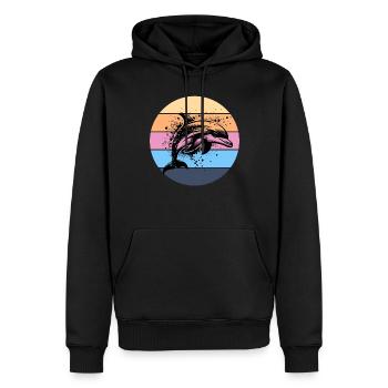 Delfin - Männer Premium Bio Hoodie - Schwarz - Vorne - Nico (187cm)