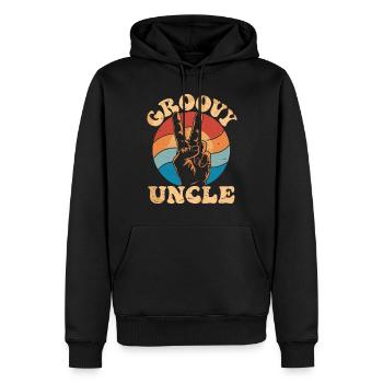Groovy Onkel Retro Vibes Mit Peace Zeichen - Männer Premium Bio Hoodie - Schwarz - Vorne - Nico (187cm)
