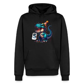 5. Geburtstag T Rex Dinosaurier Kindergeburtstag - Männer Premium Bio Hoodie - Schwarz - Vorne - Nico (187cm)