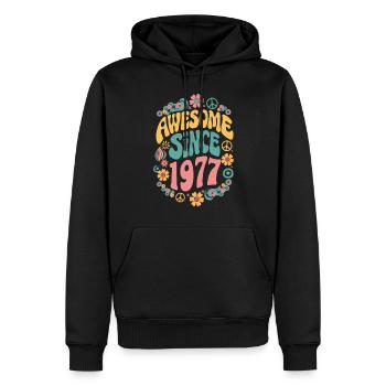 Awesome Since 1977 Blumen Hippie Geboren Jahr 1977 - Männer Premium Bio Hoodie - Schwarz - Vorne - Nico (187cm)