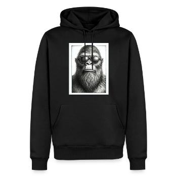 Bigfoot Mugshot Portrait - Männer Premium Bio Hoodie - Schwarz - Vorne - Nico (187cm)