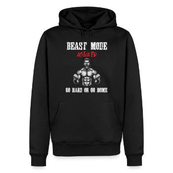 Gym Fitness Musculation Dicton - Sweat à capuche Premium bio Homme - noir - Devant - Nico (187cm)